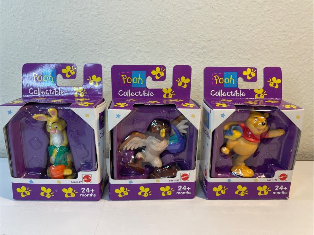 Lot of 3 Vintage Mattel Disney Winnie the Pooh Figures New In Box